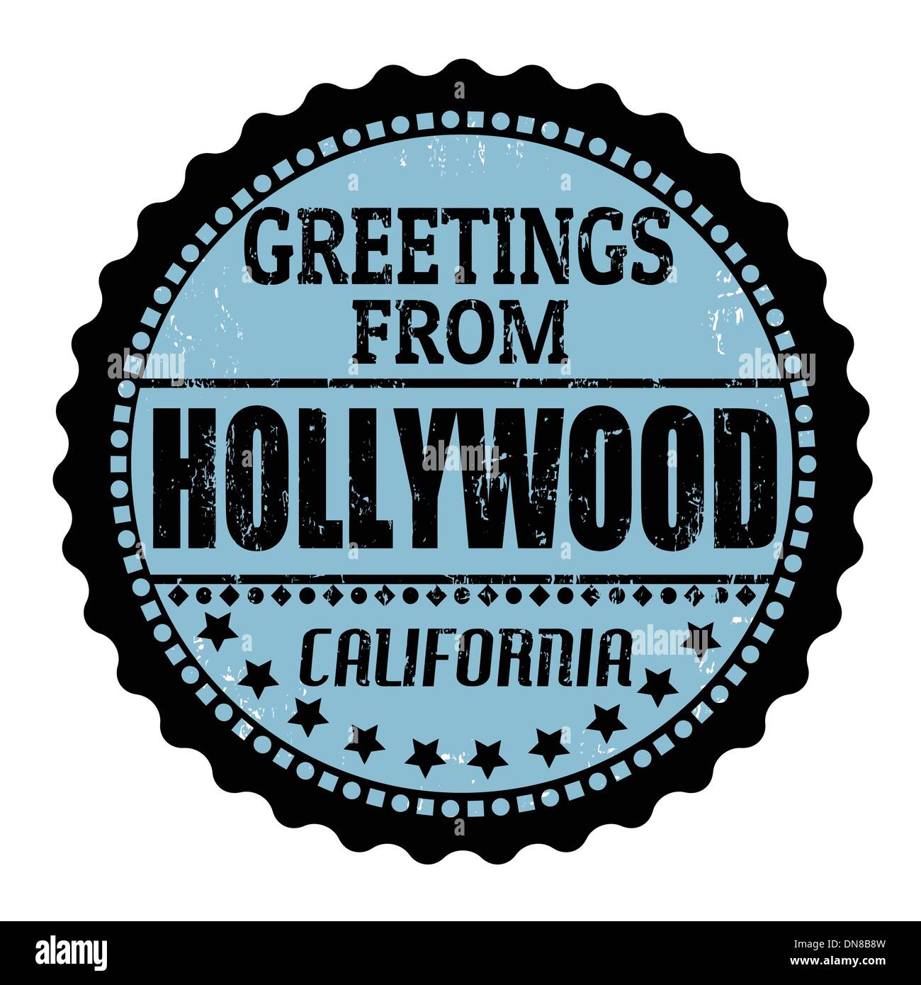Greetings from Hollywood stamp Stock Vector