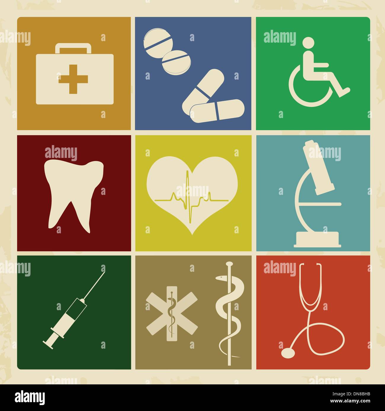 Set of vintage medical icons Stock Vector