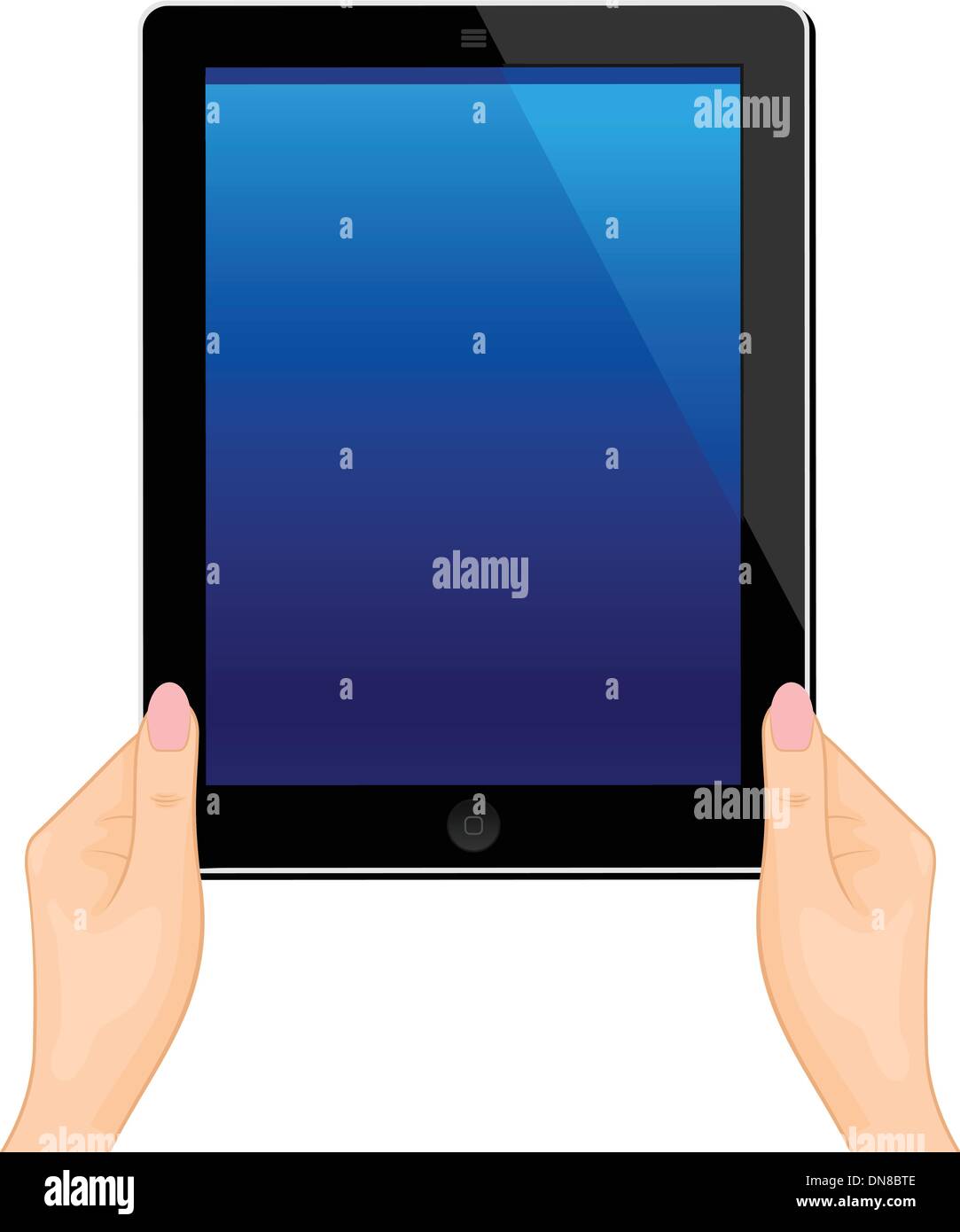 Illustration of the turned on computer tablet in a hand Stock Vector ...