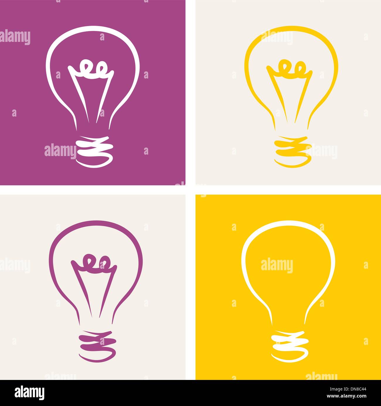 Light bulb vector icon symbol on colorful backgrounds - hand drawn ...
