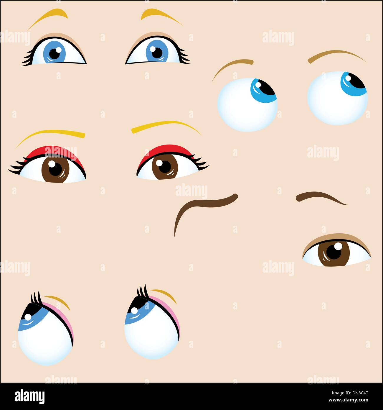 Set of 5 cartoon eyes. Stock Vector