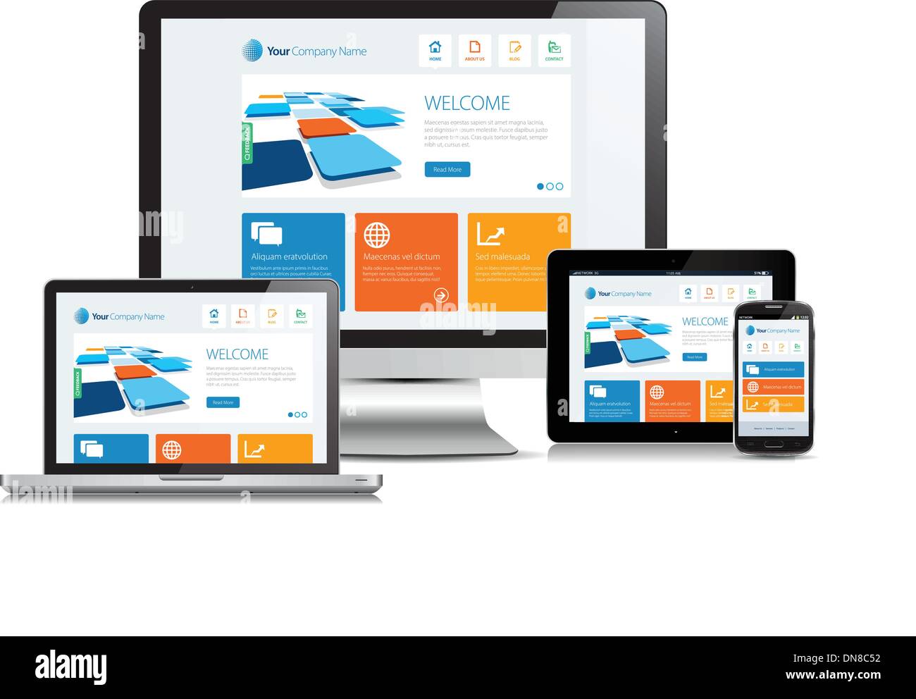 Responsive design laptop phone tablet hires stock photography and