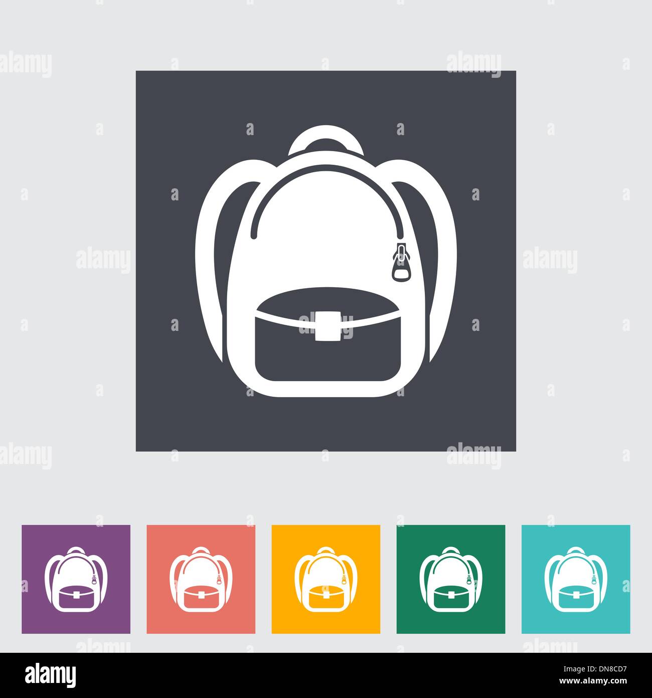 Schoolbag flat icon Stock Vector