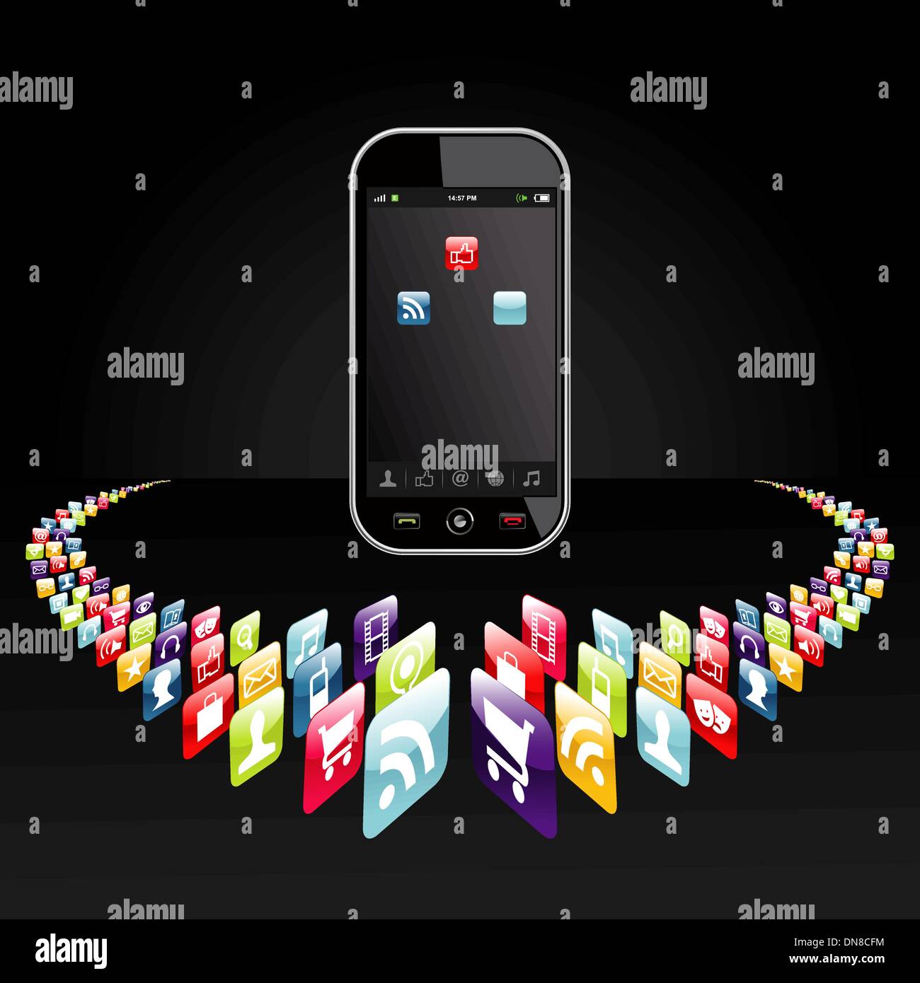 Smartphone apps icons presentation Stock Vector