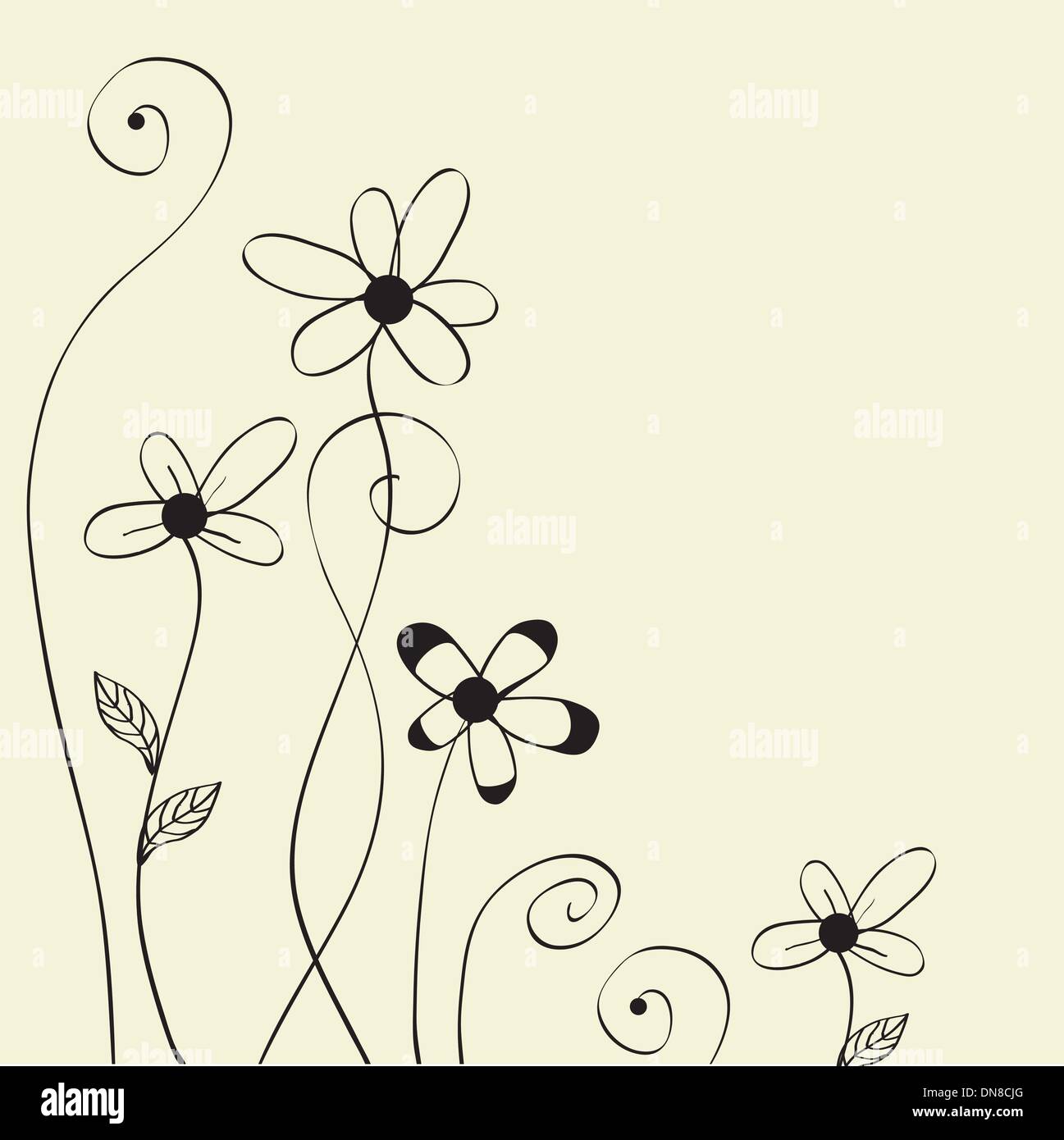 Vintage card with hand drawn flowers Stock Vector Image & Art - Alamy