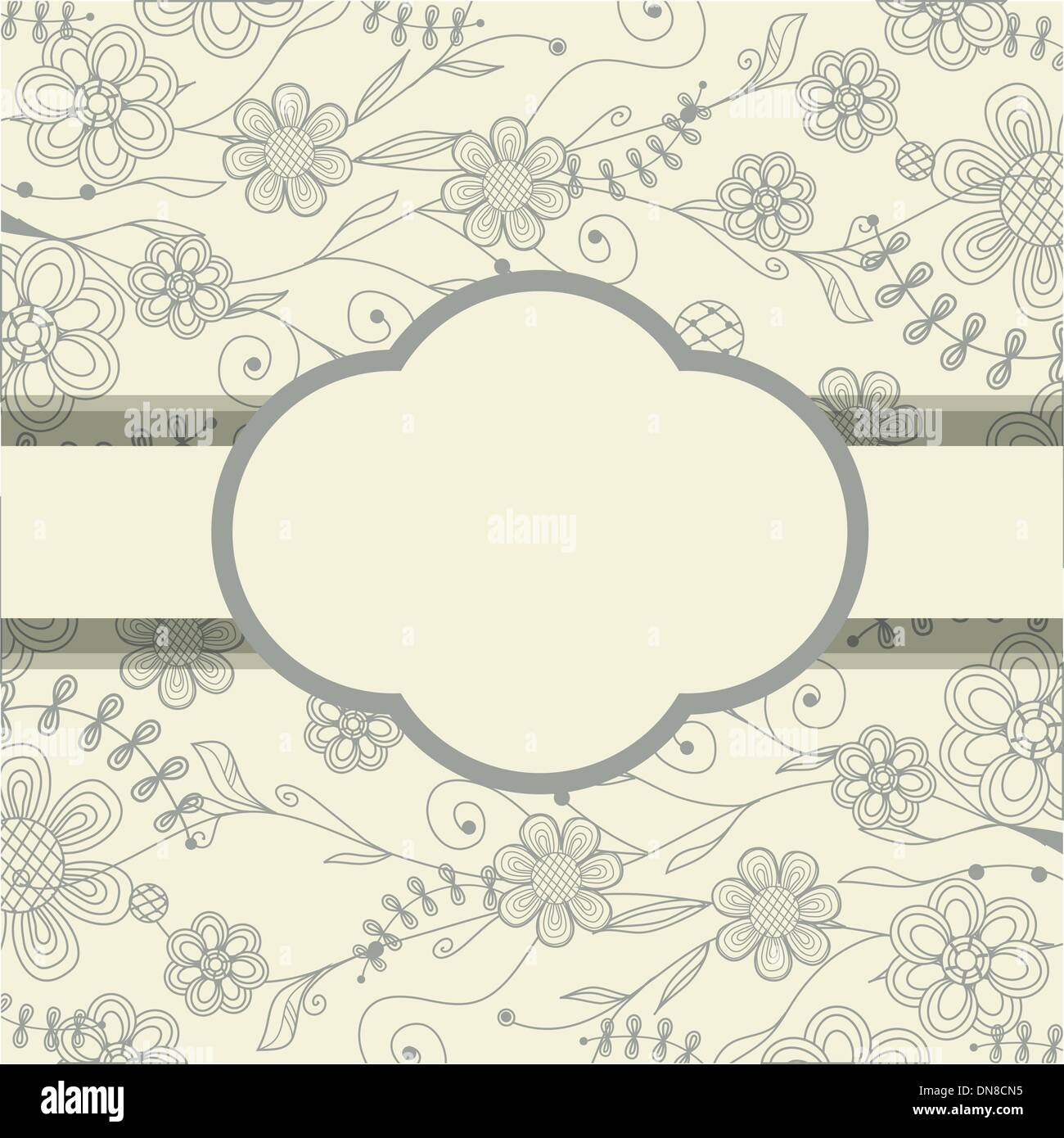 Vintage card with hand drawn flowers Stock Vector Image & Art - Alamy