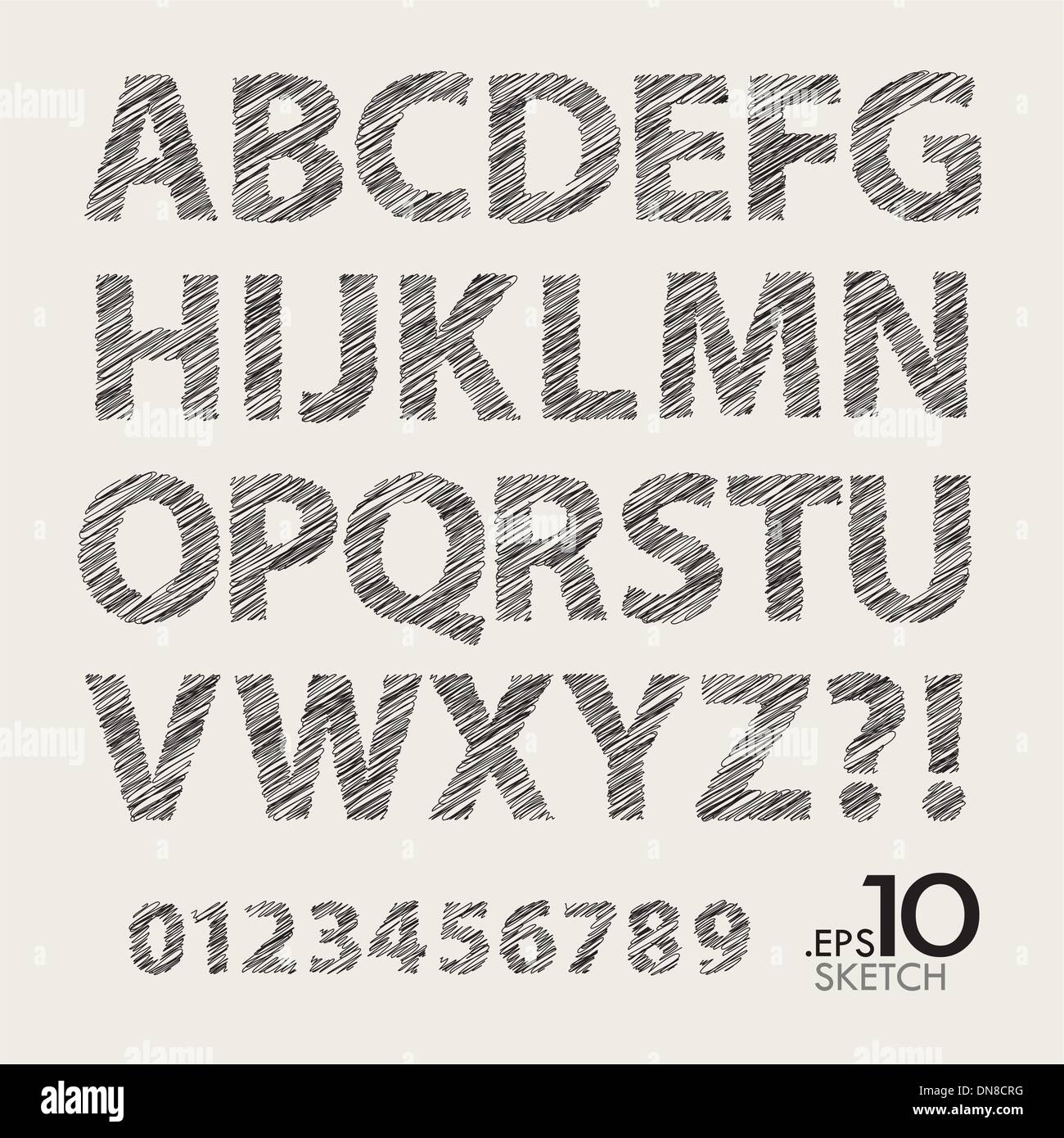 Set of Sketch Vector Alphabet and Numbers Stock Vector Image & Art - Alamy