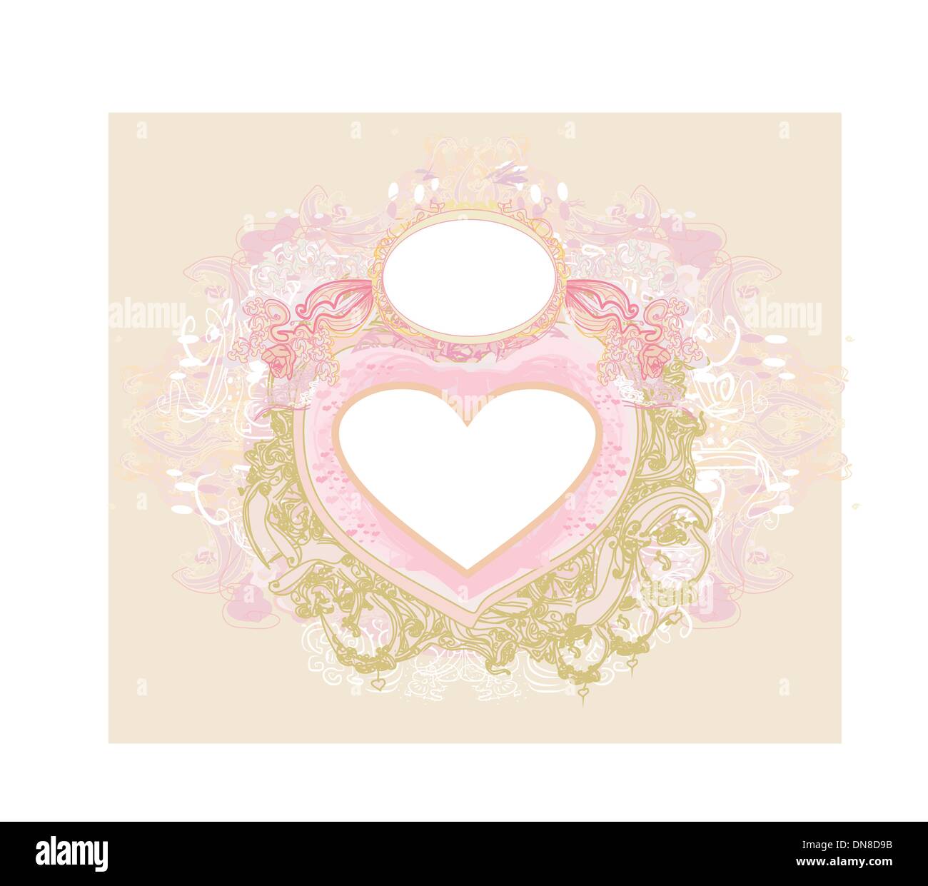 vintage wedding card with rings Stock Vector