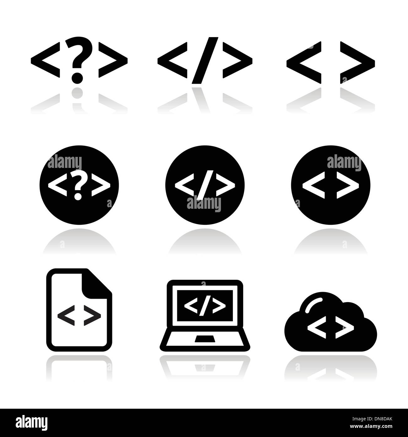 Progrmming code vector icons set Stock Vector