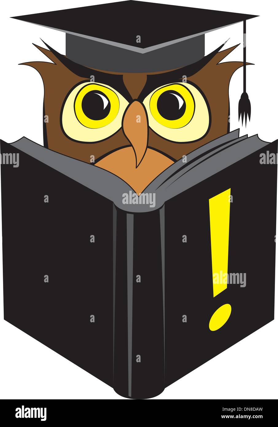 Wise owl reading book Stock Vector
