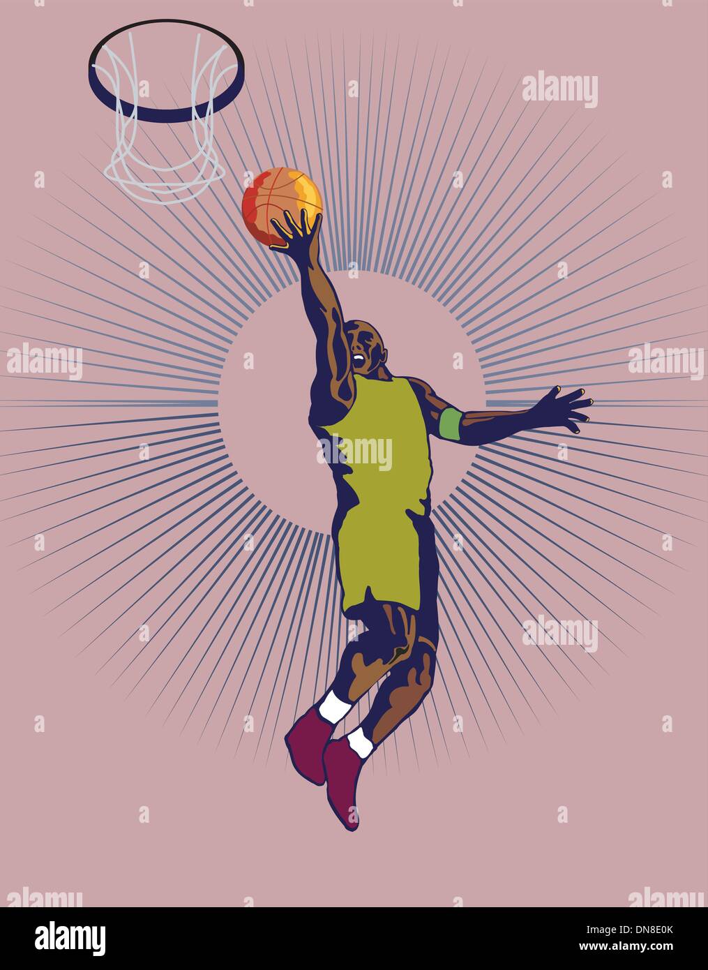 Basketball Player Dunking Stock Vector