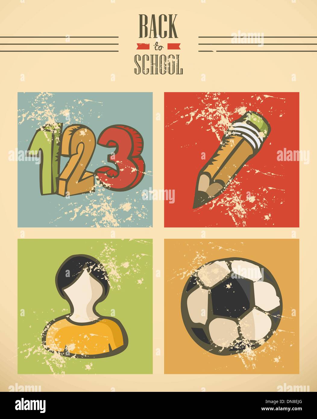 Back to school ribbon text education icon set. Stock Vector