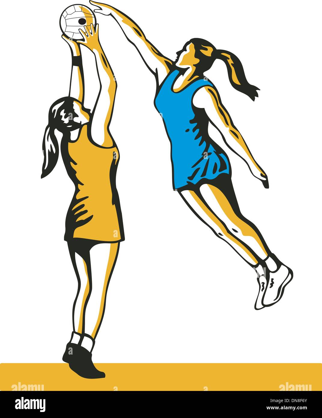 Netball player shooting blocked stock vector image art alamy