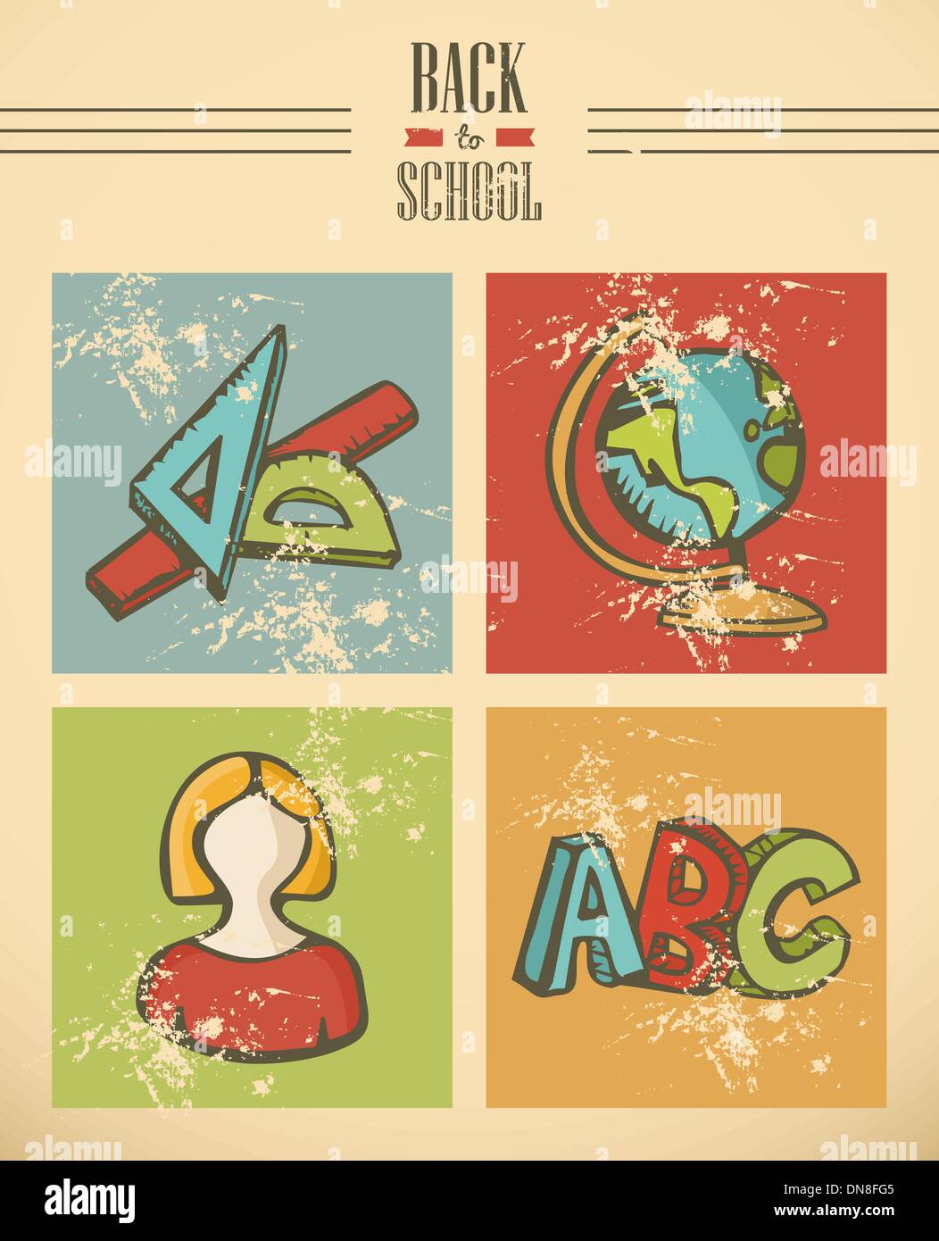 Back to school text education ribbon icon set. Stock Vector