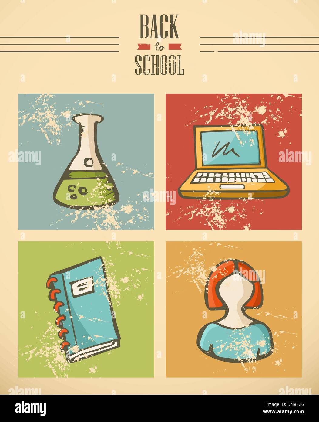Back to school ribbon text education icon set. Stock Vector