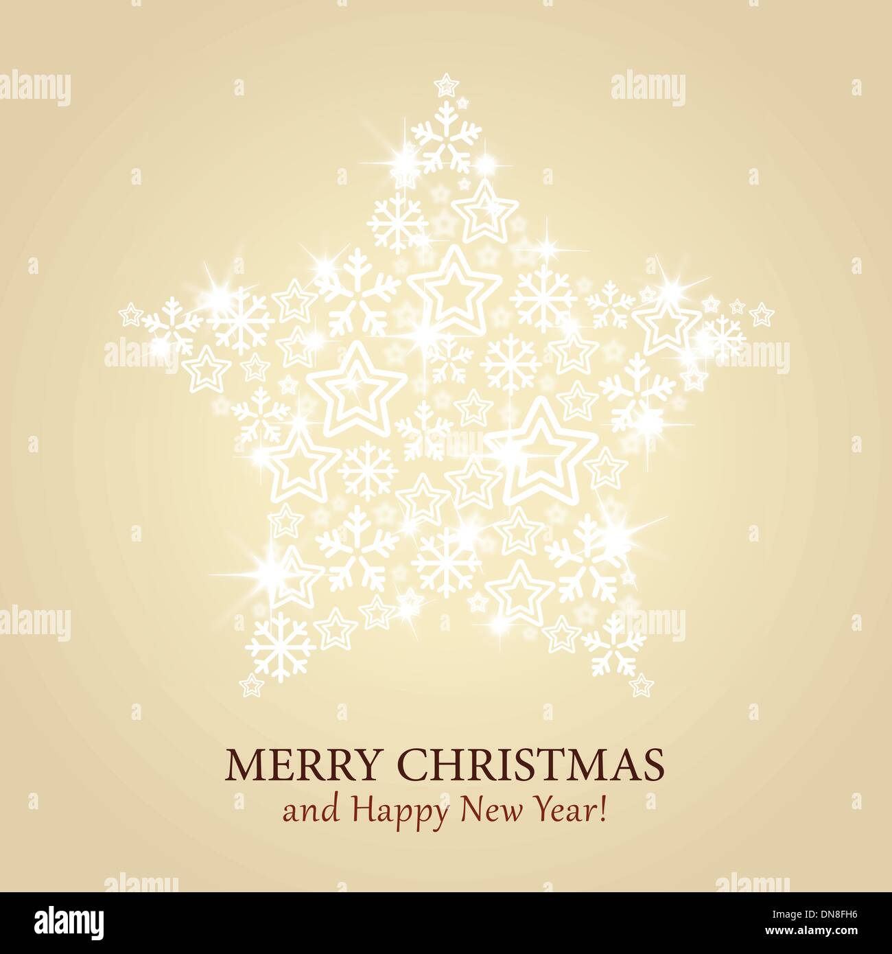 Christmas card vector - gold background with sparkling star Stock Vector