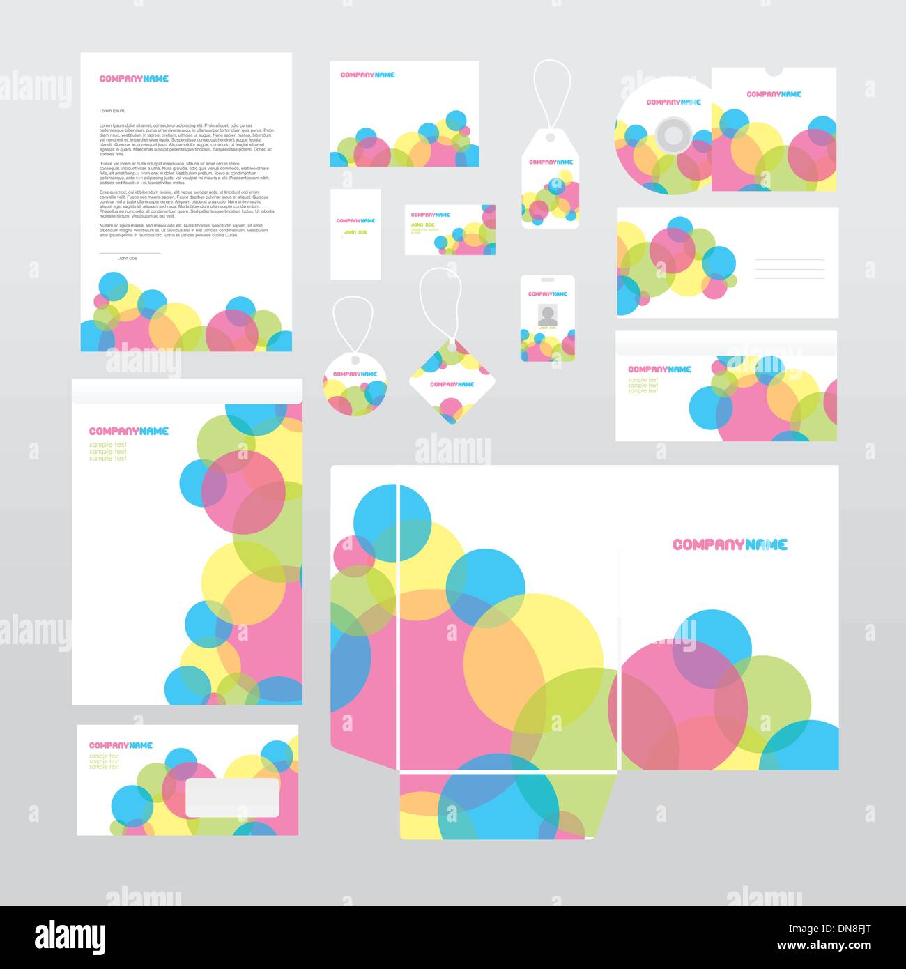 Vector stationery set with colorful circles Stock Vector