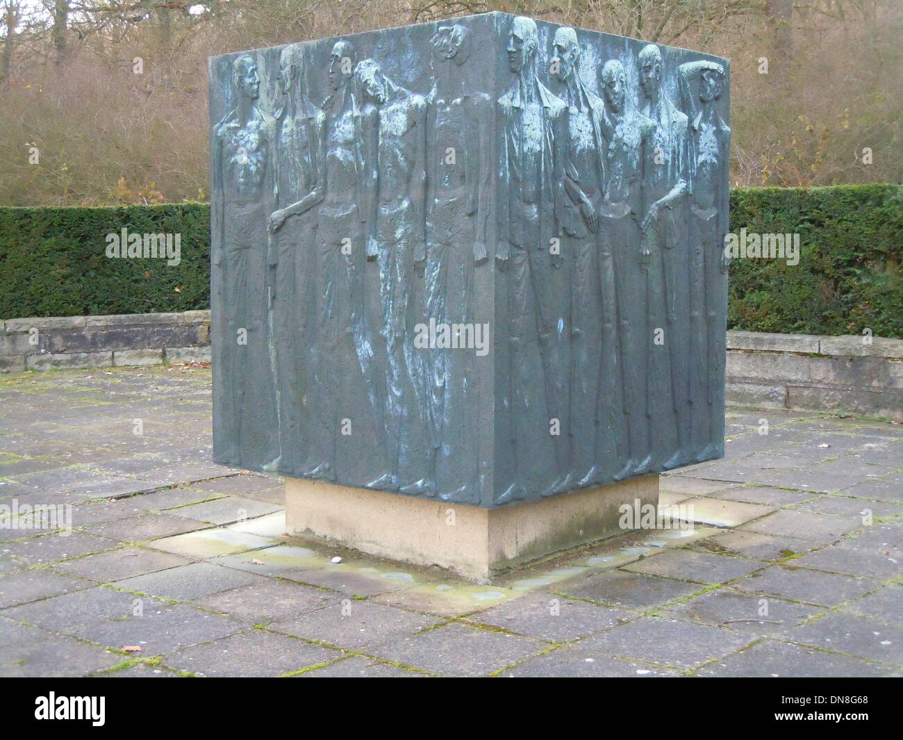 Memorial for concentration camp victims. The Nazis forced around 7000 prisoners to dig for malachite in the Thekenbergen near Halberstadt. Around 75 % died. Stock Photo