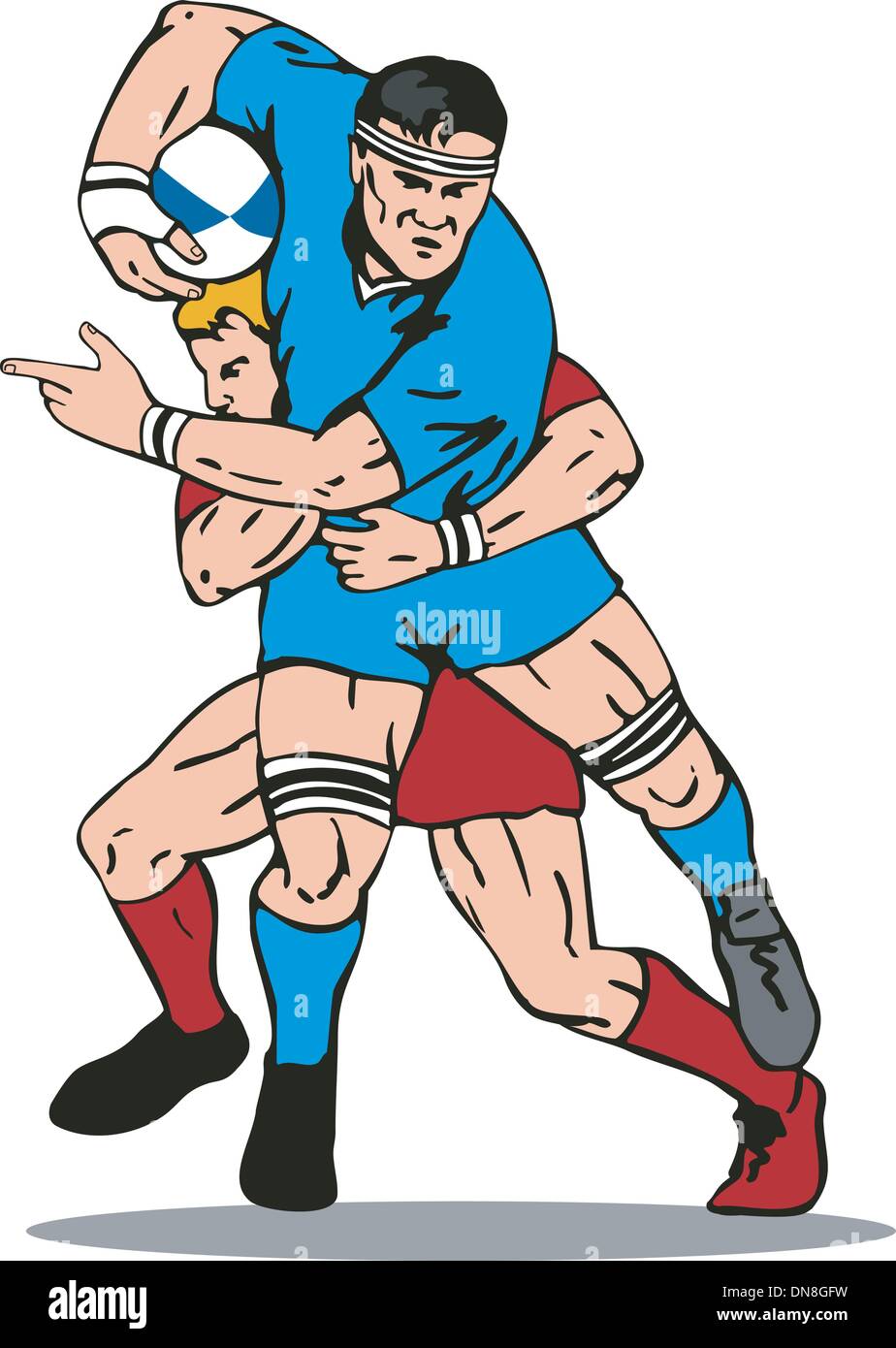Rugby Player Tackled from behind Stock Vector