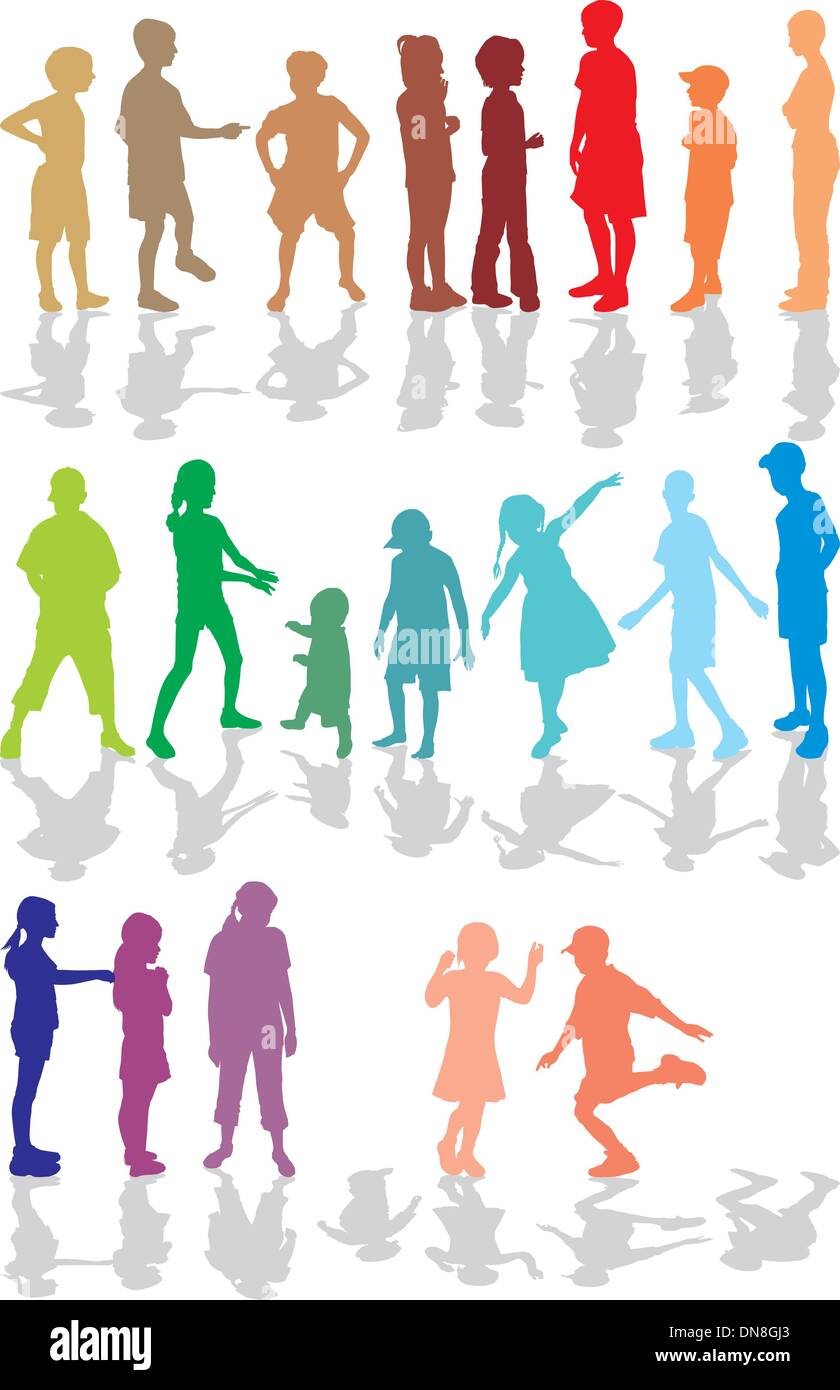 Kids color silhouettes Stock Vector