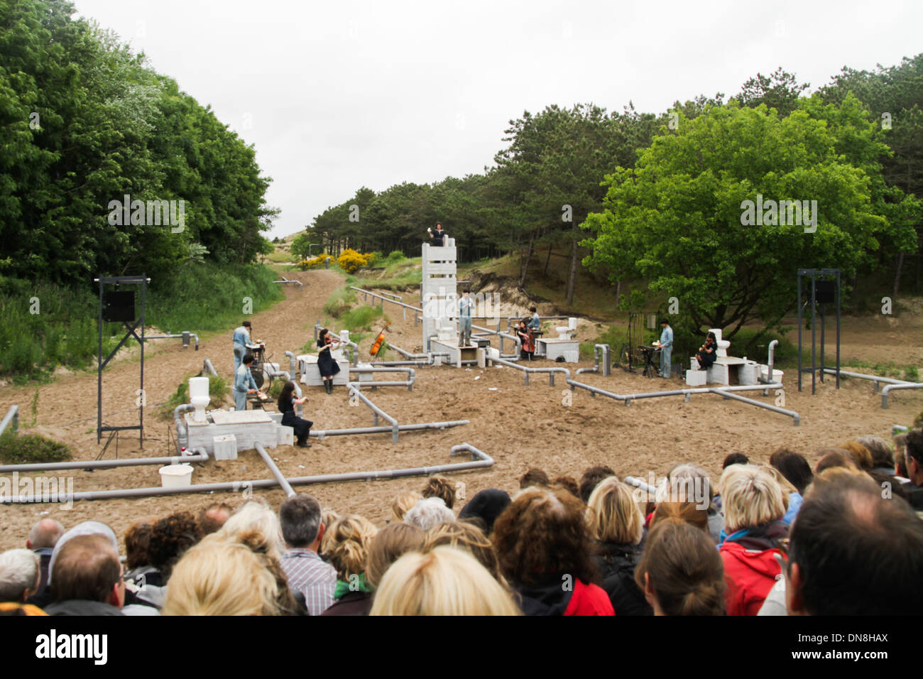 An outdoor theatrical performance at Oerol Festival Terschelling Island The Netherlands Stock Photo
