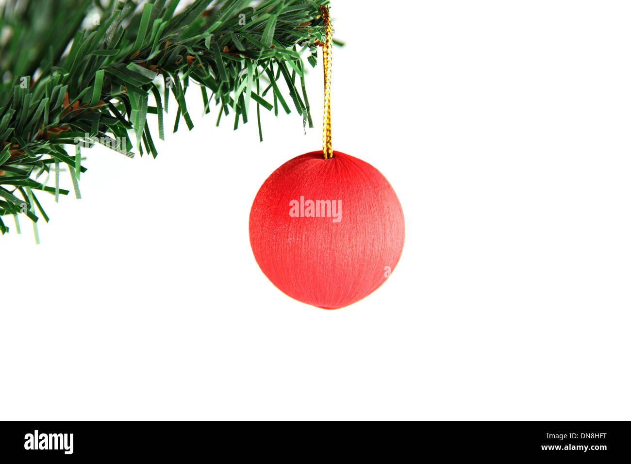 The Picture Red ball hanging on branch of Christmas tree Stock Photo ...