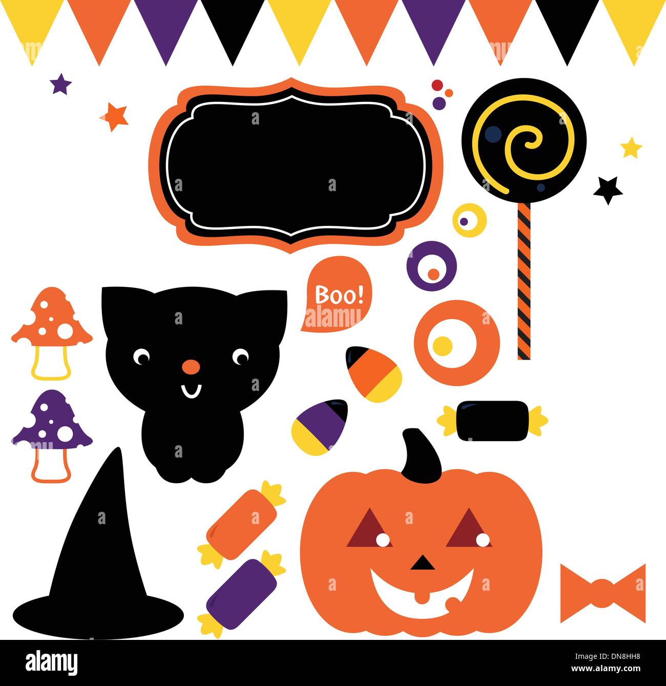 Halloween party set isolated on white Stock Vector