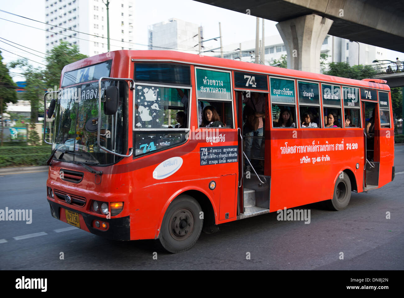 Many old buses are still running in Bangkok and used by locals Stock Photo