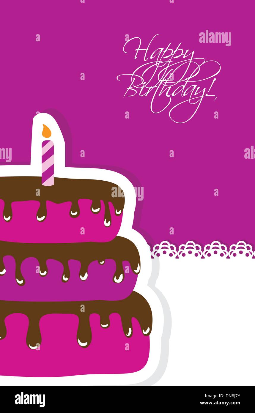 Birthday card with cute cake and candle Stock Vector Image & Art - Alamy
