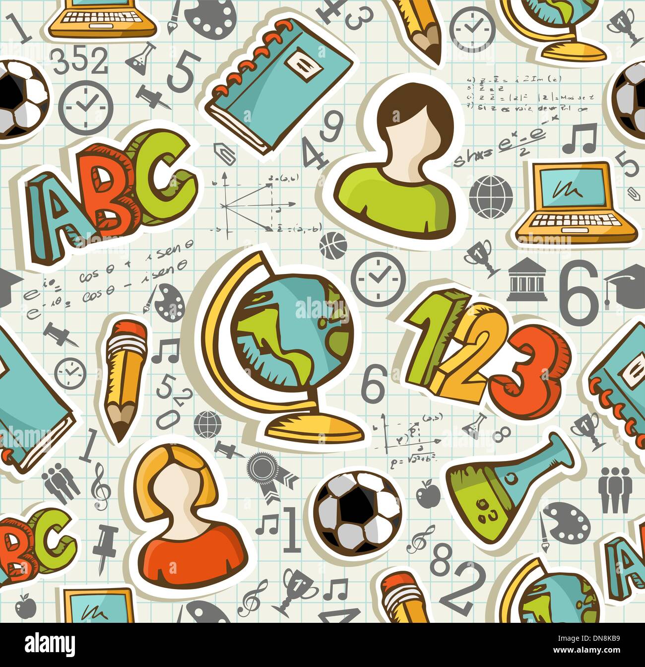 Back to School icons education seamless pattern. Stock Vector