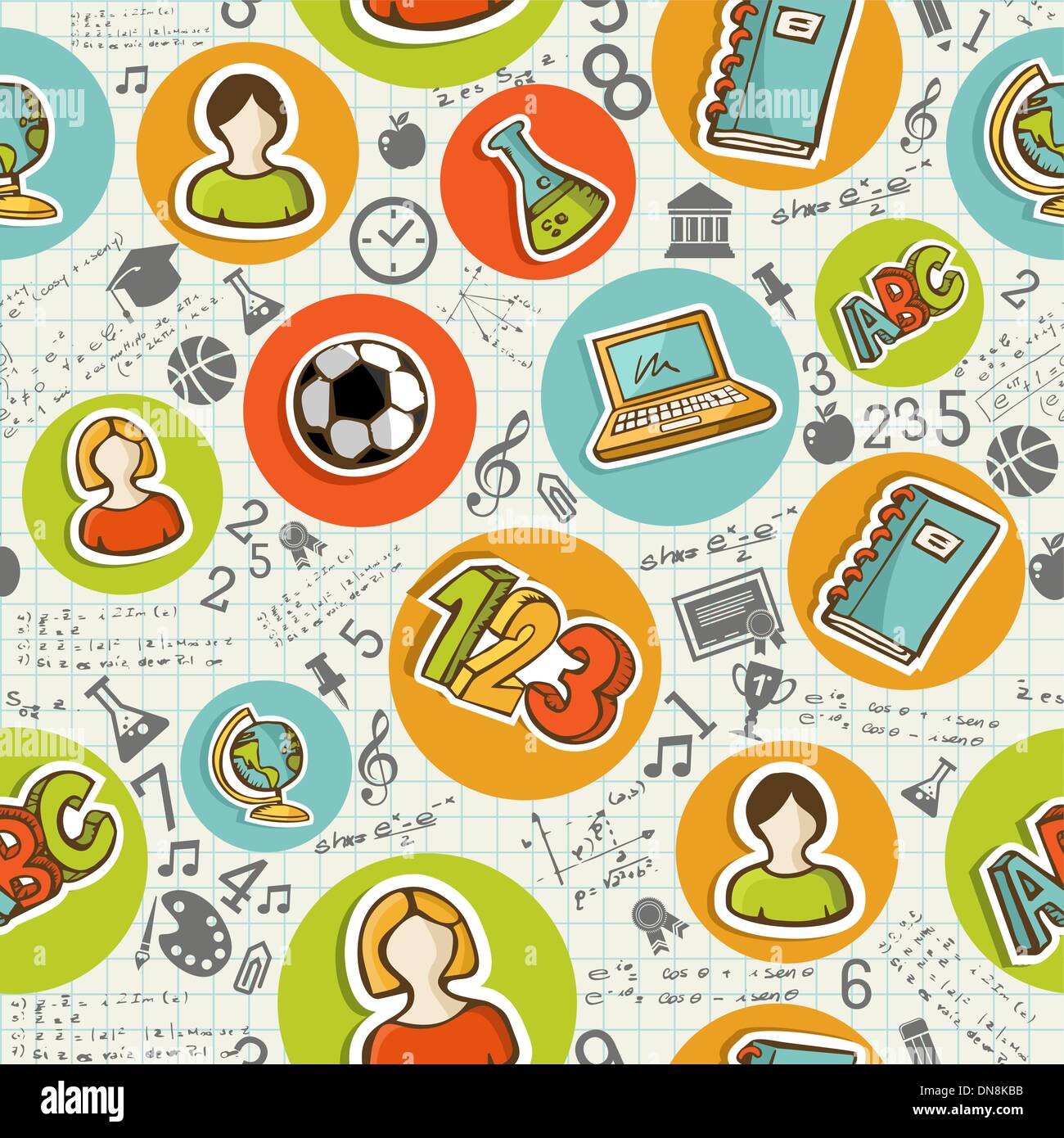 Back to School icons education seamless pattern. Stock Vector
