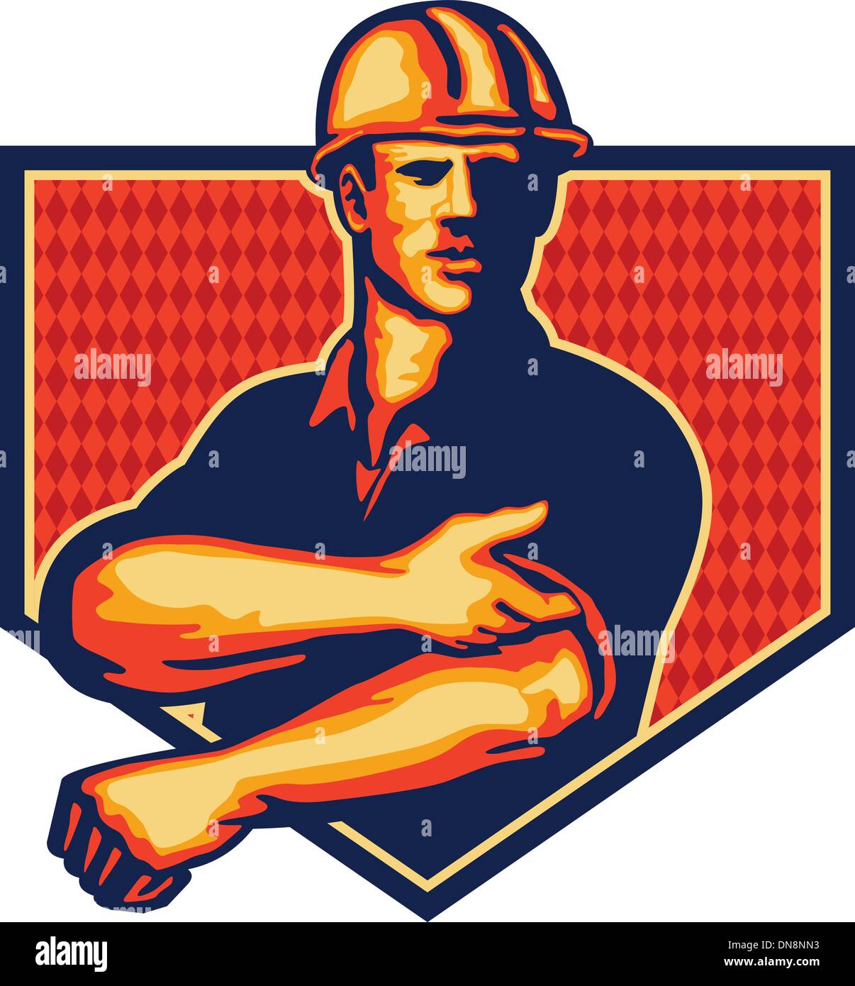 Construction Worker Rolling Up Sleeve Retro Stock Vector Image & Art