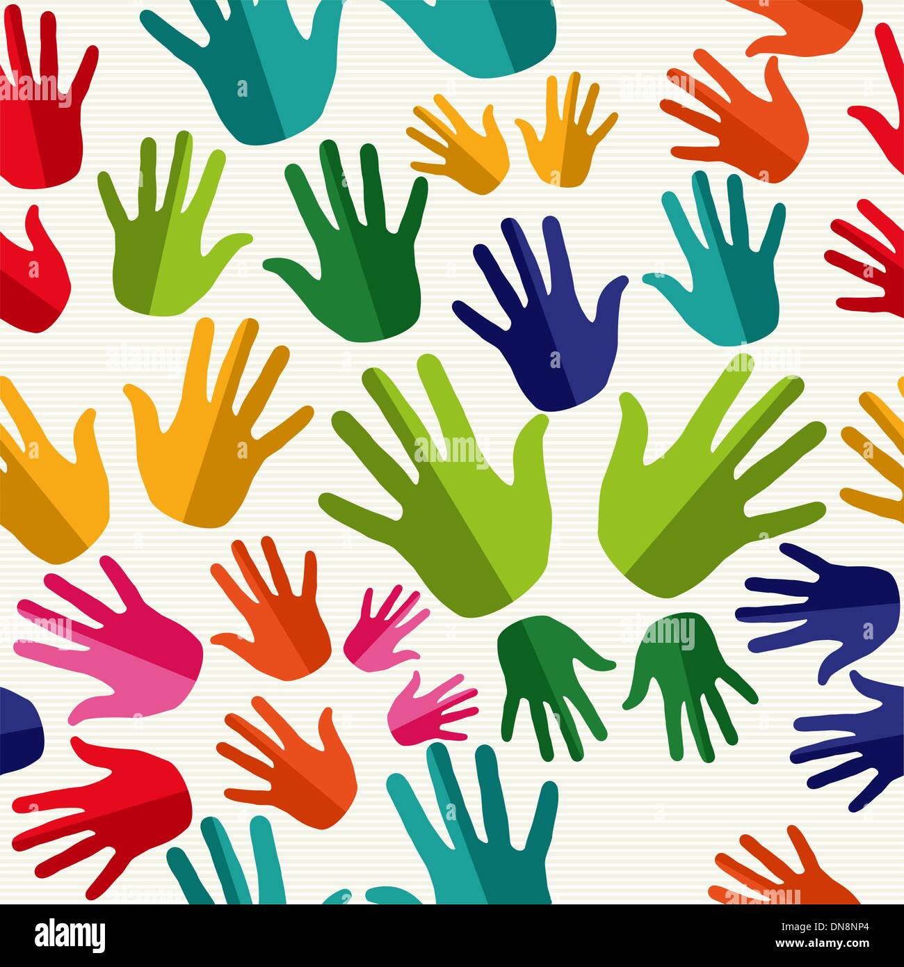 Diversity human hands seamless pattern. Stock Vector