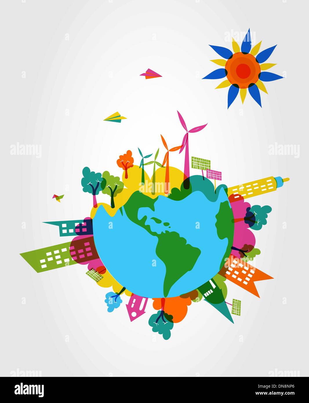 Colorful World Eco Friendly Concept Stock Vector Image Art Alamy Colorful World Eco Friendly Concept Stock Vector Image Art Alamy