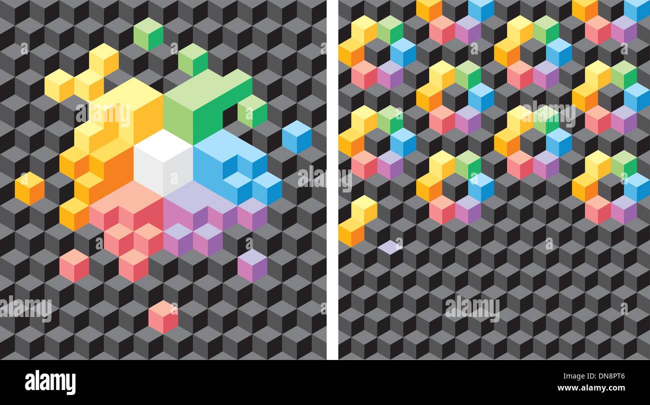 Background with black and multicolored cubes Stock Vector
