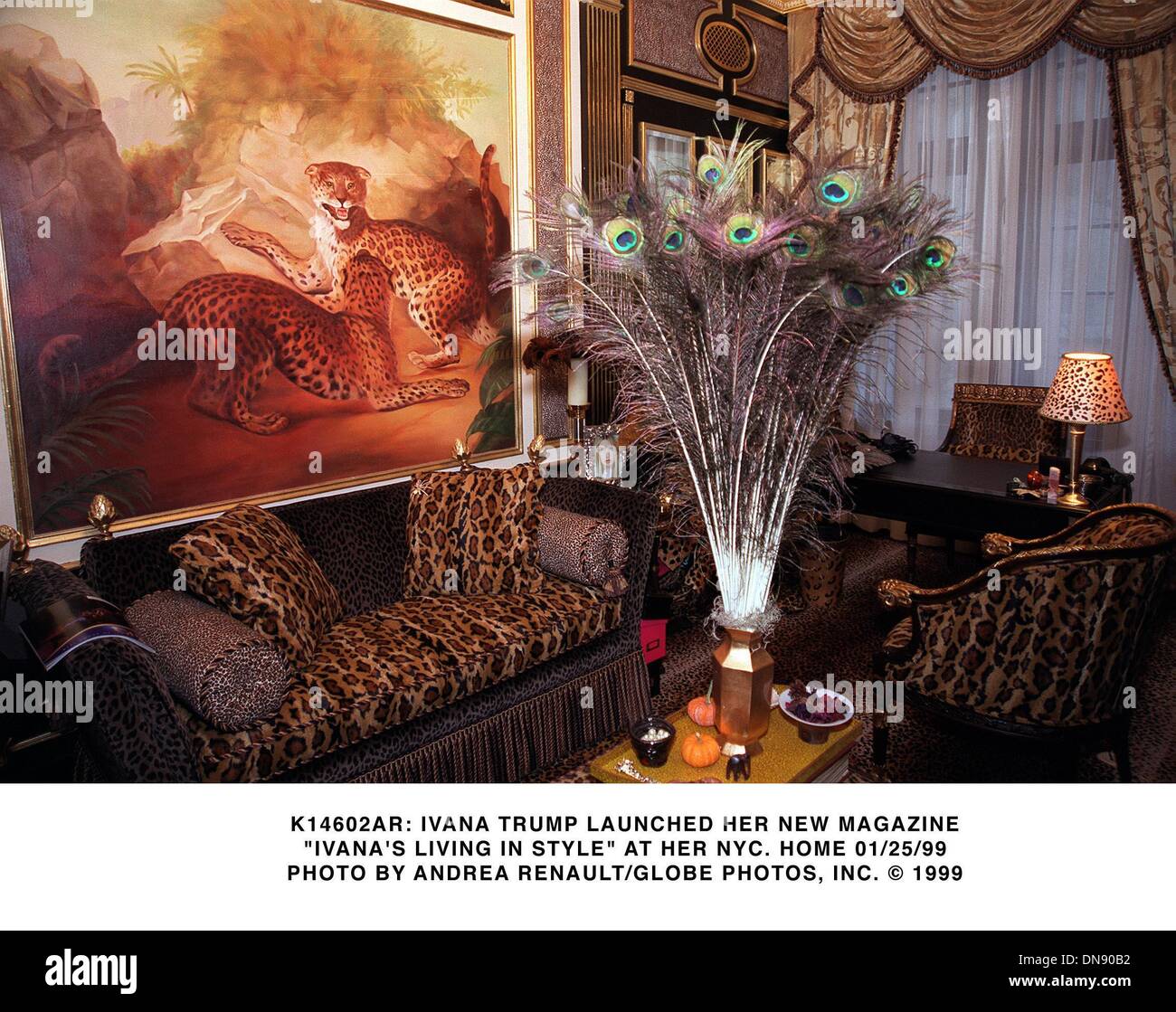 Jan. 25, 1999 - K14602AR: IVANA TRUMP LAUCHED HER NEW MAGAZINE.''IVANA'S LIVING IN STYLE'' AT HER NYC. HOME 01/25/99. ANDREA RENAULT/   1999(Credit Image: © Globe Photos/ZUMAPRESS.com) Stock Photo