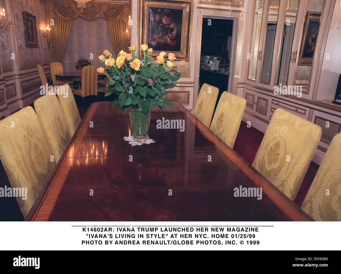 Jan. 25, 1999 - K14602AR:  IVANA TRUMP LAUCHED HER NEW MAGAZINE.''IVANA'S LIVING IN STYLE'' AT HER NYC. HOME 01/25/99. ANDREA RENAULT/   1999(Credit Image: © Globe Photos/ZUMAPRESS.com) Stock Photo