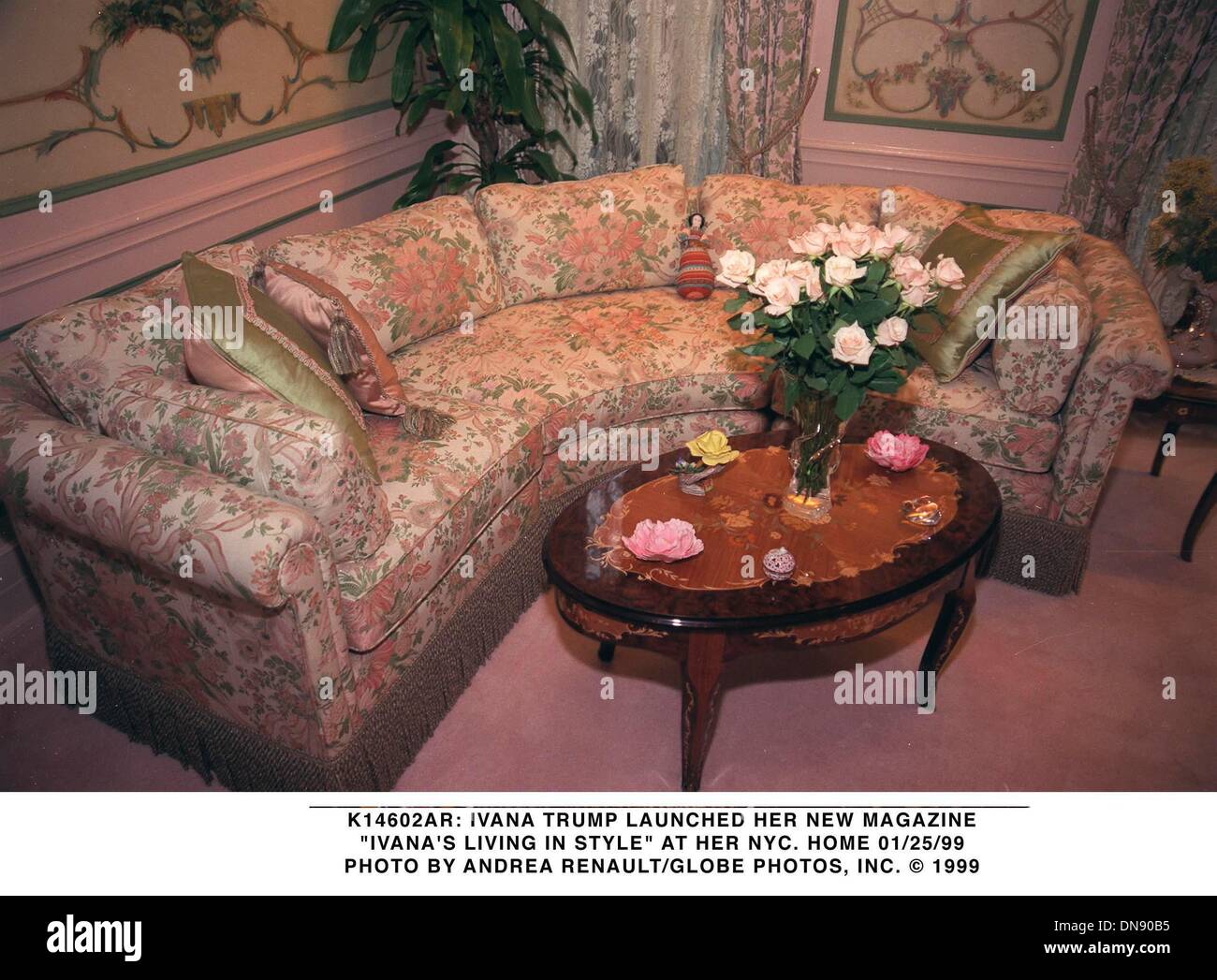 Jan. 25, 1999 - K14602AR: IVANA TRUMP LAUNCHED HER NEW MAGAZINE.''IVANA'S LIVING IN STYLE'' AT HER NYC. HOME 01/25/99. ANDREA RENAULT/   1999(Credit Image: © Globe Photos/ZUMAPRESS.com) Stock Photo