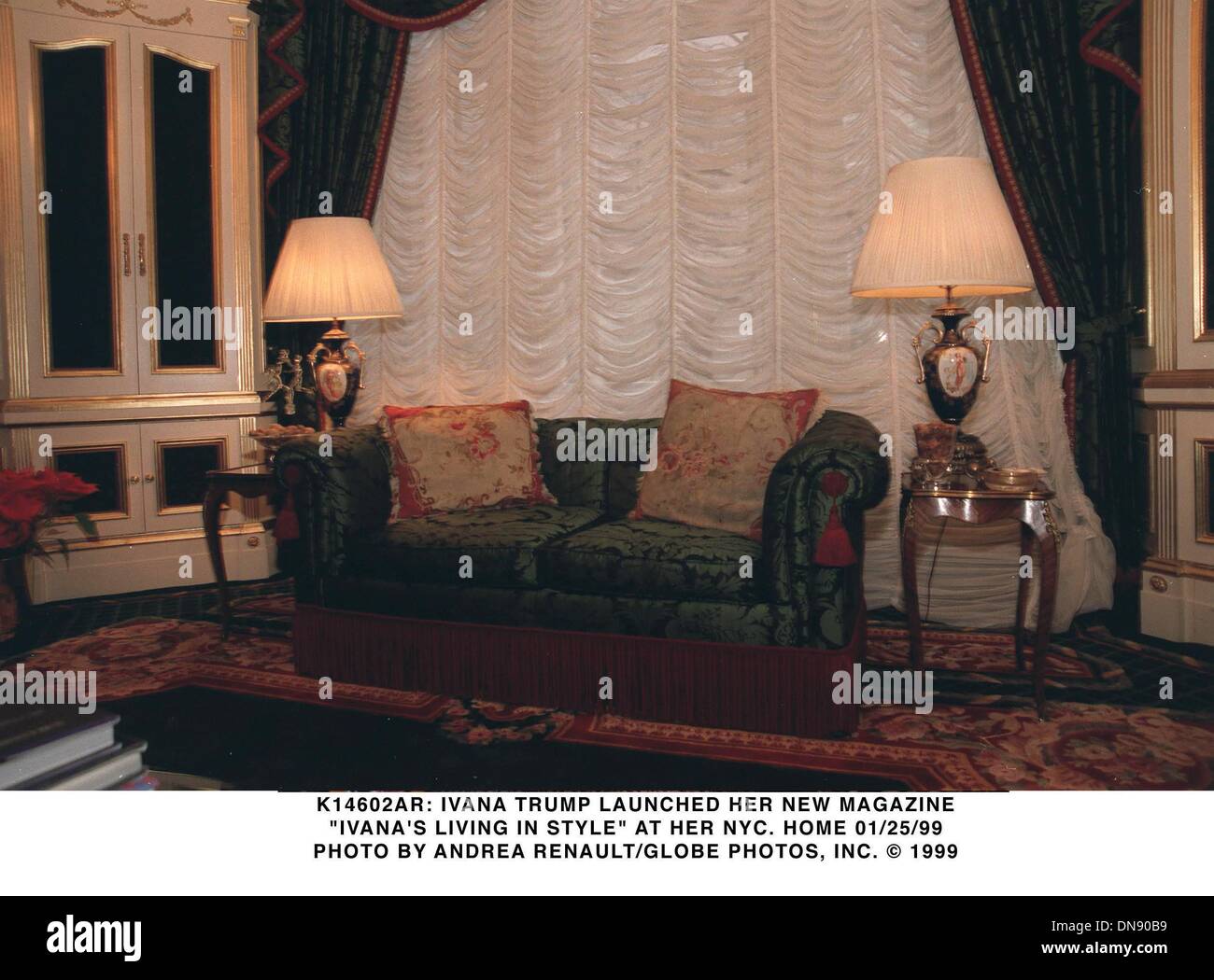 Jan. 25, 1999 - K14602AR: IVANA TRUMP LAUNCHED HER NEW MAGAZINE.''IVANA'S LIVING IN STYLE'' AT HER NYC. HOME 01/25/99. ANDREA RENAULT/   1999(Credit Image: © Globe Photos/ZUMAPRESS.com) Stock Photo