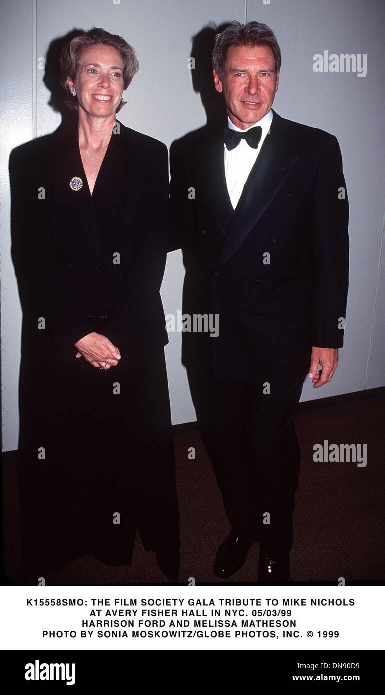 May 3, 1999 - K15558SNO    05/03/99.THE FILM SOCIETY GALA TRIBUTE TO MIKE NICHOLAS AT THE AVERY FISHER HALL, NYC..HARRISON FORD AND MELISSA MATHESON . SONIA MOSKOWITZ/   1999(Credit Image: © Globe Photos/ZUMAPRESS.com) Stock Photo