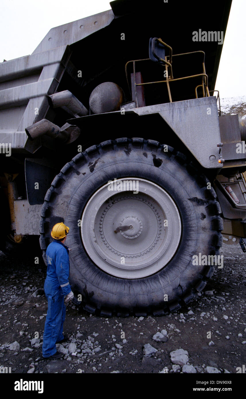 Giant Tires in Kiruna. Sweden Stock Photo