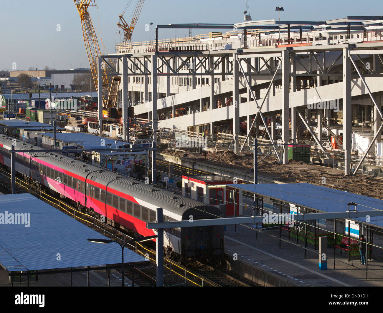 Breda central train station construction site, the Netherlands Stock Photo