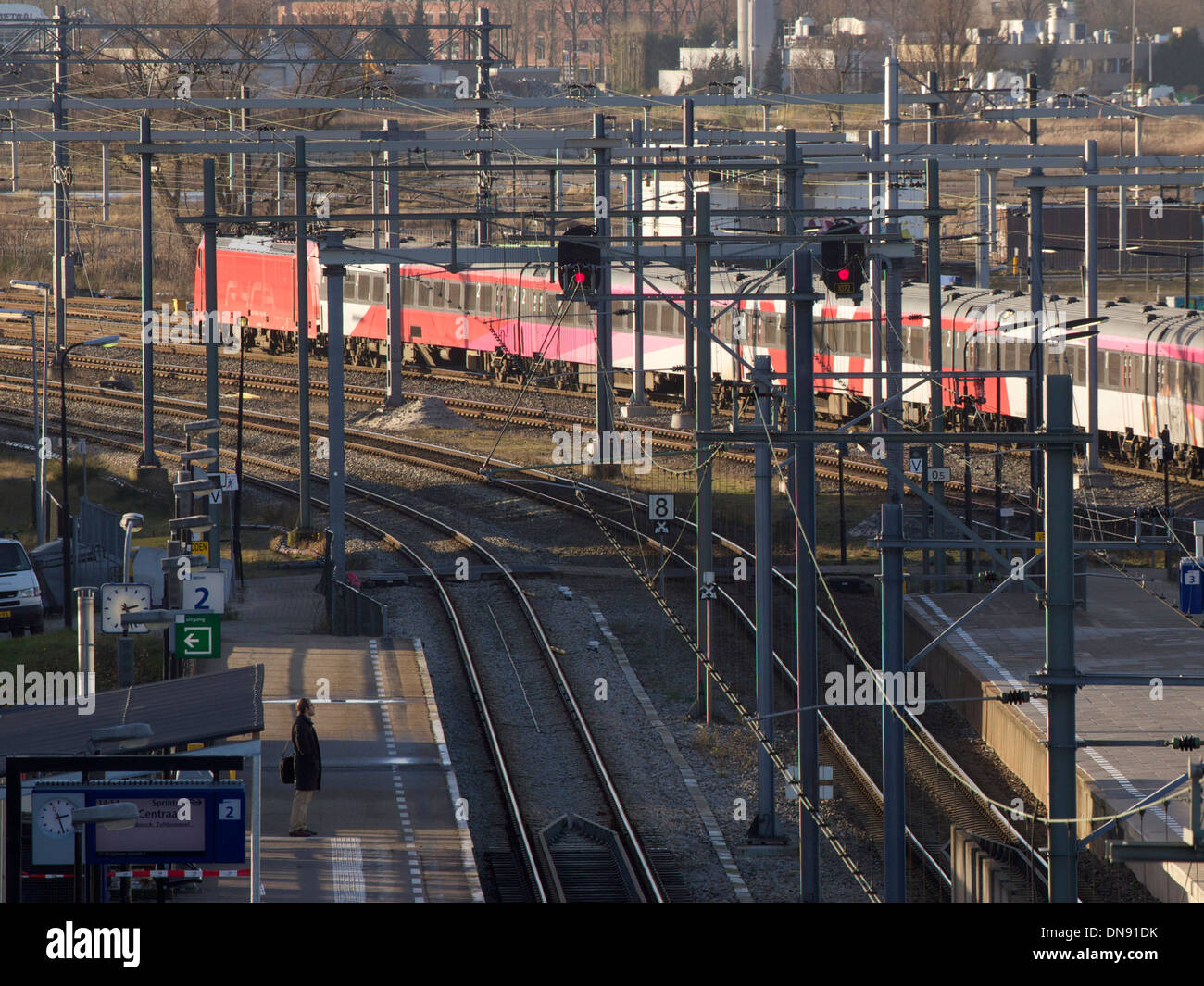 The plagued Fyra train exiting Breda central station on its way to Amsterdam. Stock Photo