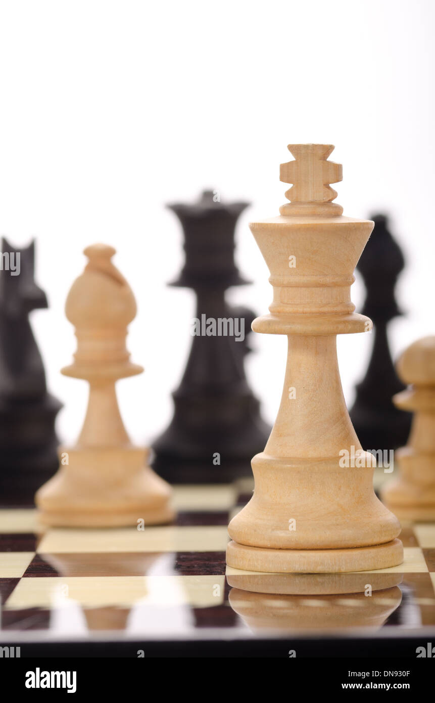 Vintage wooden chess pieces (King and Queen Stock Photo - Alamy