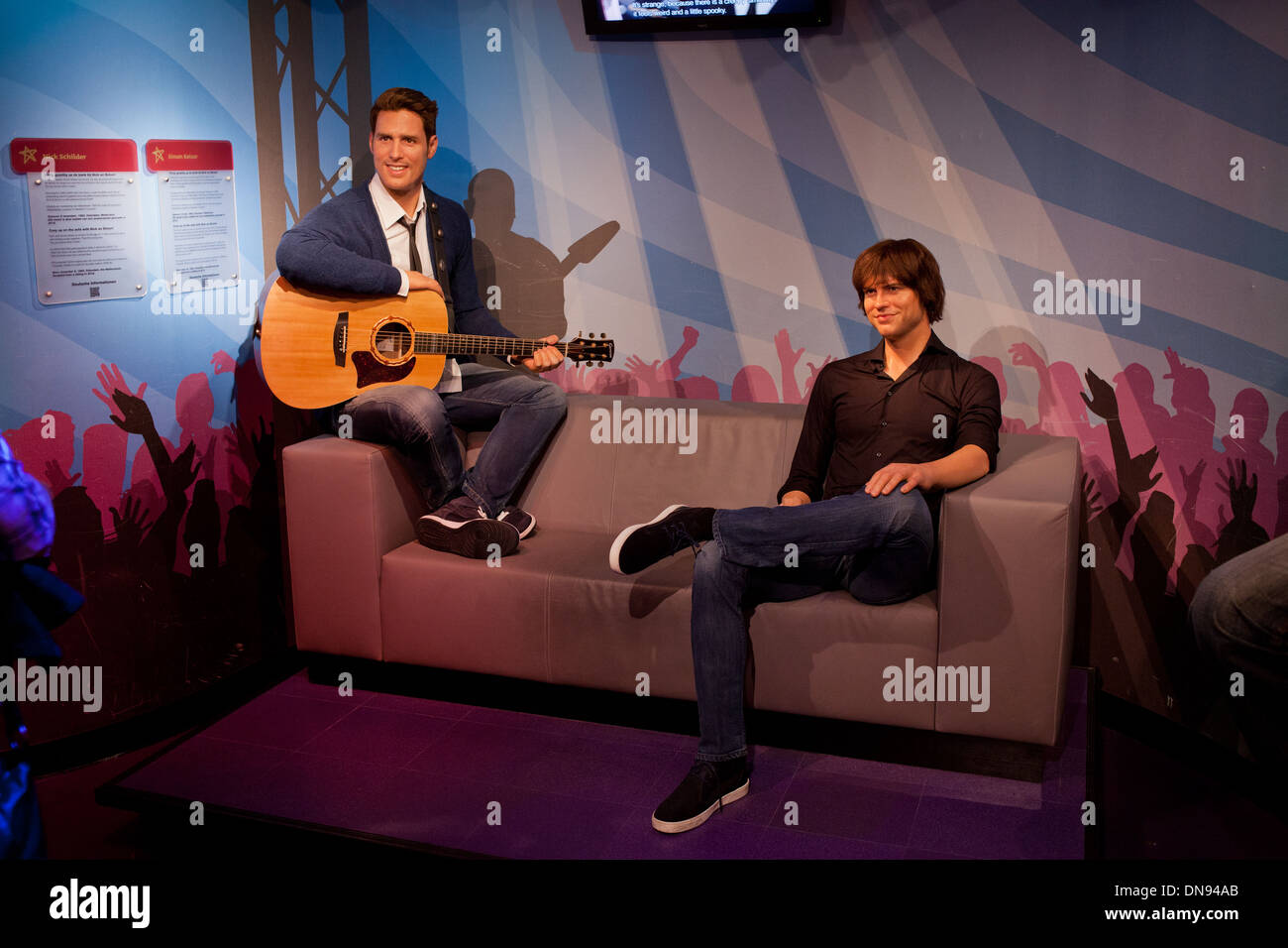 Nick Schilder and Simon Keizer wax figure in the Madame Tussauds Amsterdam in the Netherlands. Stock Photo