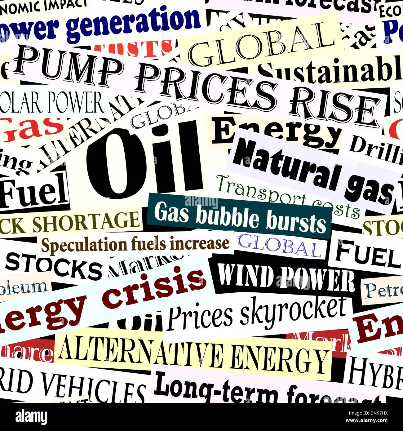 Energy headlines tile Stock Vector