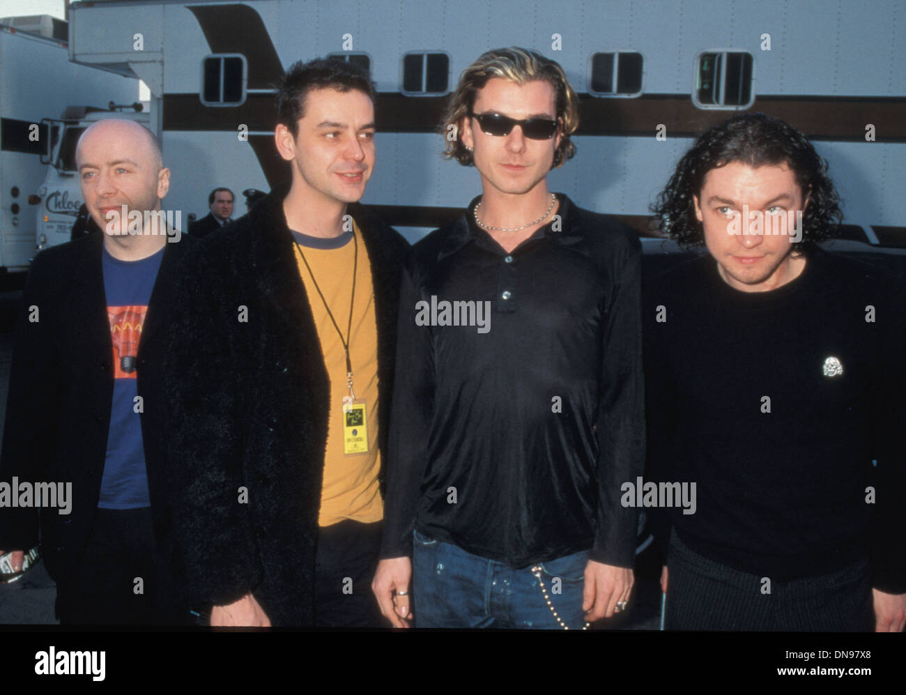 RUSH UK group in 1997 at 20th American Music Awards.  From left: Gavin Rossdale, Robin Goodridge, Nigel Pulsford, Dave Parsons. Stock Photo