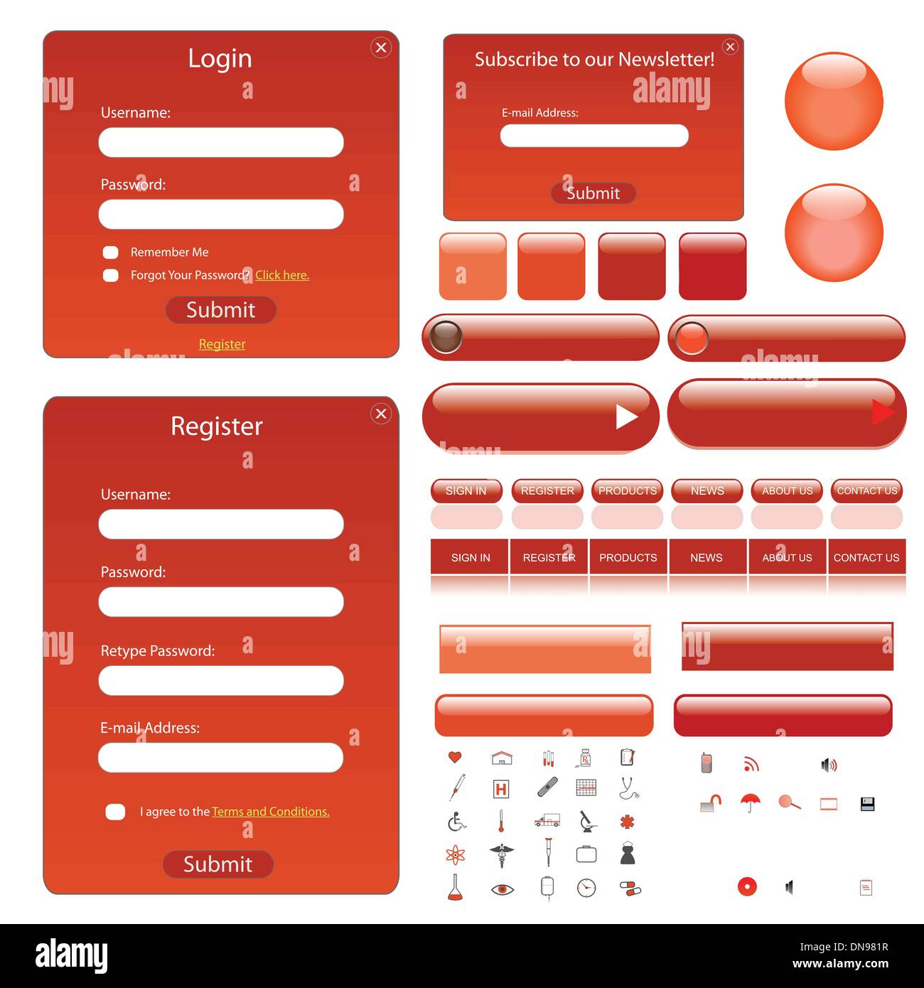 Cut form. Векторный шаблон карточка товара. Красный цвет в веб дизайне.