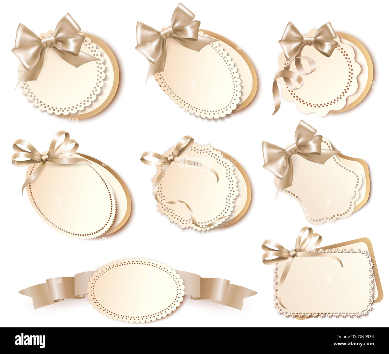 Big set of gift bows with ribbons. Vector illustration Stock Photo - Alamy