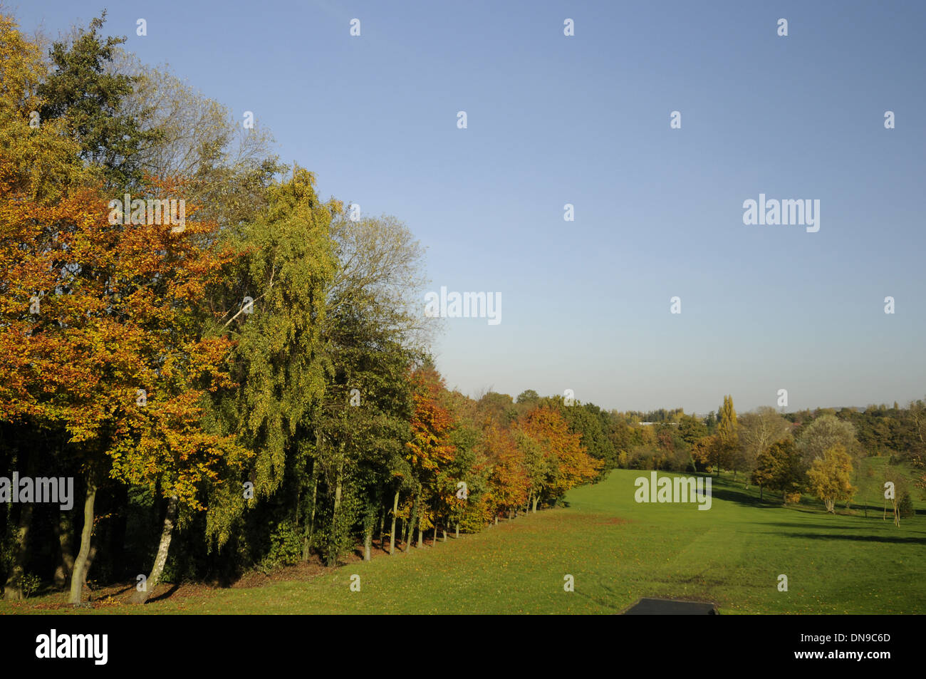Sundridge Park Golf Club - View down from 12th Tee on the West Course with colourful Autumn Trees Bromley Kent England Stock Photo